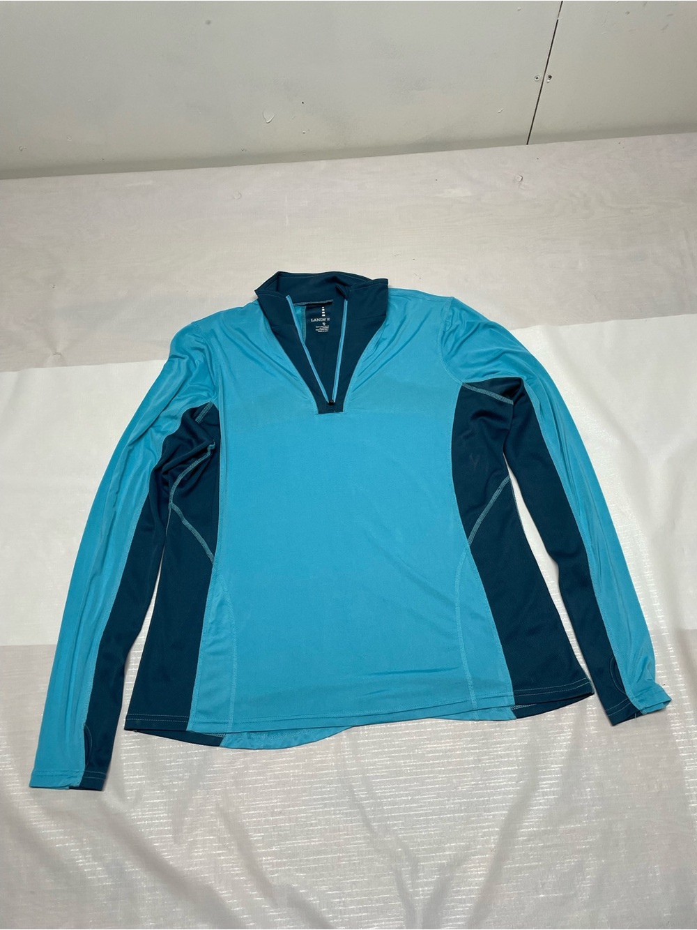 Lands' End Women's Long Sleeve Performance Top - Teal & Navy Sz:Xl
